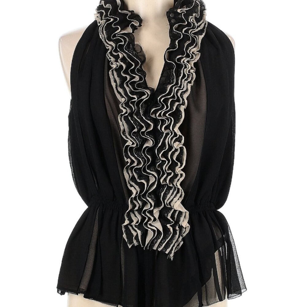 Neiman Marcus Robert Rodriguez For Target Black Ruffle Neckline Tank